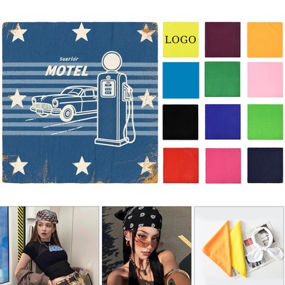 Solid Color Bandana Headwrap Sweat Absorbent Square Handkerchief (22"x22")