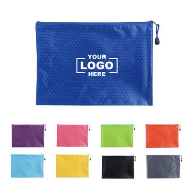 A4 Waterproof PVC Grid Zipper File Bag