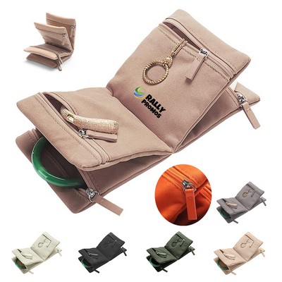 Portable Velvet Jewelry Zipper Pouch