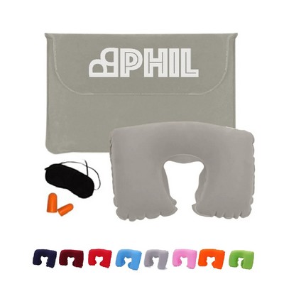 Travel Pillow Kit W/Ear Plugs & Eye Mask