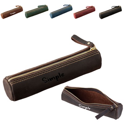Retro Crazy Horse Leather Pencil Case