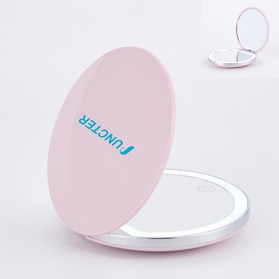 Round 2 Sides Rechargeable LED Travel Makeup Mirror Portable Lighted Beauty Makeup Mirror