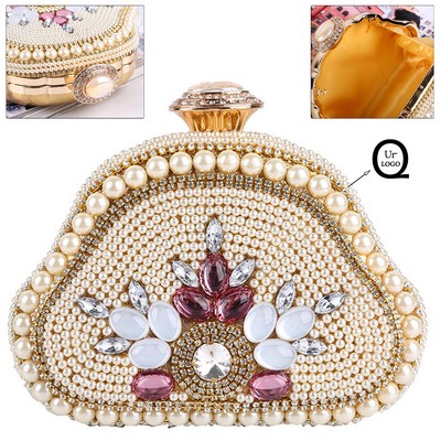 Dazzling Diamonds And Pearls Evening Clutch Bag