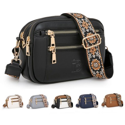 PU Leather Waterproof Crossbody Bags w/ Adjustable Strap