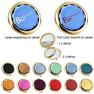 Jewel Compact Mirror-Gold Metal Base