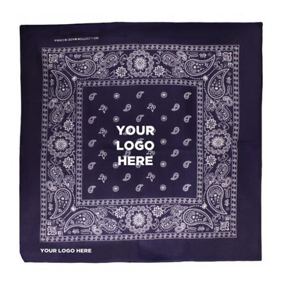 22" Blank Blue Cotton Bandana(Blank)