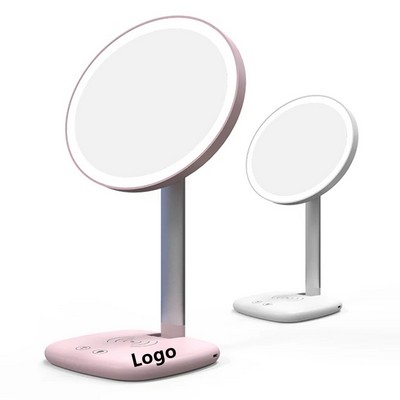 3" 1 Rechargeable LED Light Make Up Vanity Mirror With Wireless Charger Desk Lamp