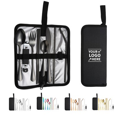 11 Piece Stainless Steel Portable Utensil Set w/Case