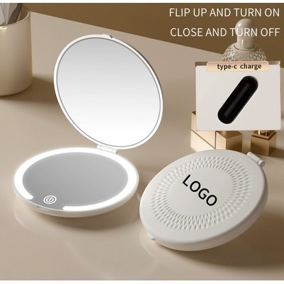 Portable Foldable Flip Cover with LED Light Mirror