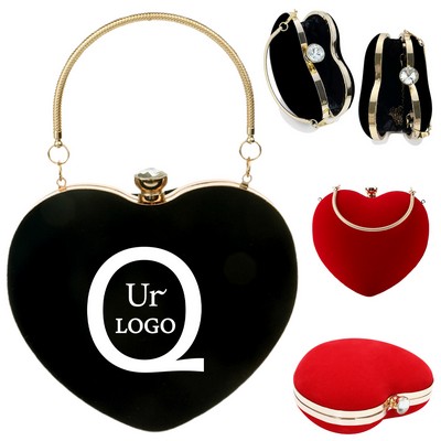 Heart-Shaped Satin Clutch Bag