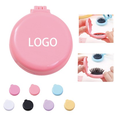 Portable Folding Cushion Comb With Mirror