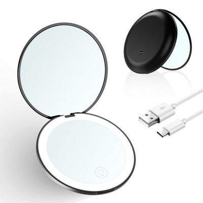Dimmable LED Lighted Folding Compact Makeup Mirror
