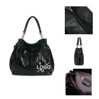 Faux Leather Snake Print Women's Tote Bag