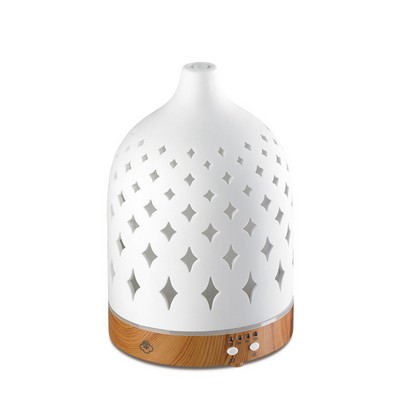 Serene House® Supernova White 125 Ceramic Ultrasonic Diffuser Light Wood Base