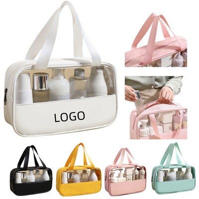 PU And PVC Patchwork Transparent Tote Bag