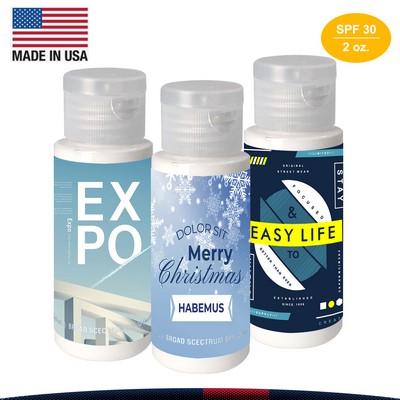 2 oz. Brage Clear Cylinder Bottle Flip Top SPF 30 Sunscreen