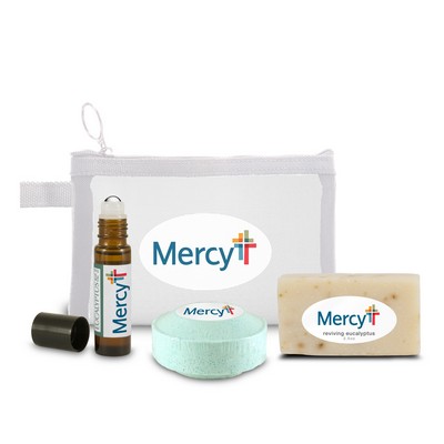 Personal Spa Kit with Center Imprint on Compact Mesh Bag