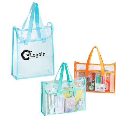PVC Document Bag with Handle Transparent File Tote Bag
