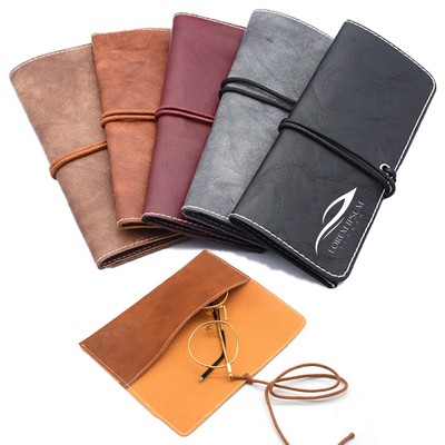 Soft Leather Strap Eyeglass Pouch