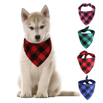 Dog Bandana Thanksgiving Plaid Triangle Bibs Scarf