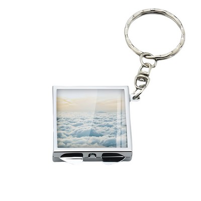 Epoxy Logo Square Shaped Keychain Style Double Sided Mirror
