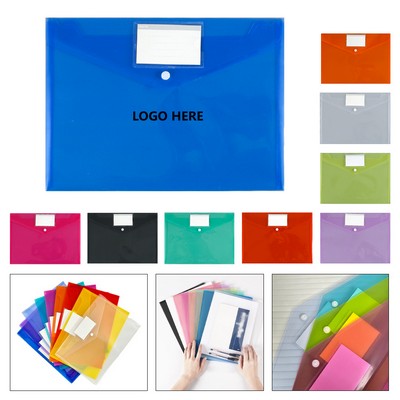Clear Snap-Button Document Folder with Label