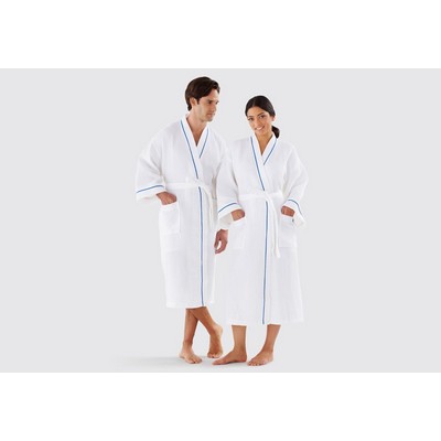 Basic Kimono Collar Waffle Bathrobe w/Piping