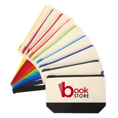 Cotton Canvas Two-Tone Cosmetic Bag