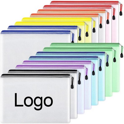 A4 Waterproof Mesh Zipper Pouch Document Bag