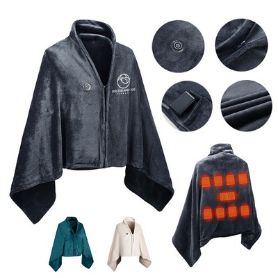 Heated Blanket Poncho with 9 Heating Zones & USB-Powered Electric