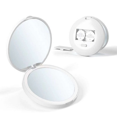 Compact Round Mirror with LED Lights