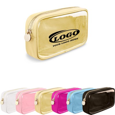 Clear Zippered PVC Cosmetic Pouch