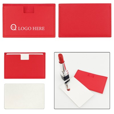 Stainless Steel Compact Makeup Mirror W/ Leather Case