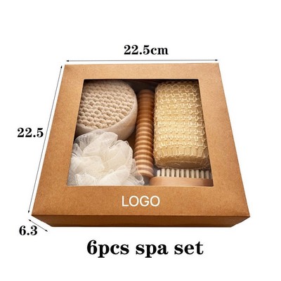 Bath Set with Exfoliating Towel Bath Brush Pumice Stone Sisal Sponge Shower Accessory