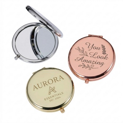 Round Metal Double-Sided Compact Mirror