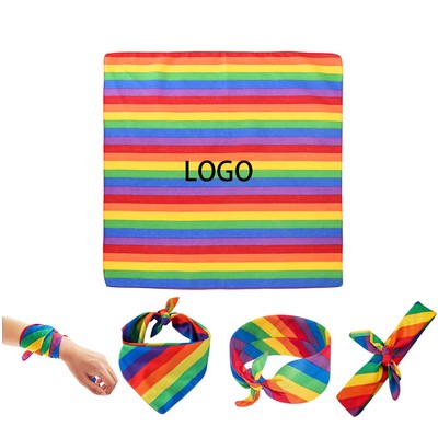 22'' LGBT Pride Rainbow Striped Unisex Polyester Bandana/Multifunctional Square Scarf