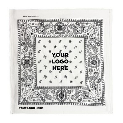 22" Blank White Cotton Bandana(Blank)