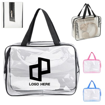 Clear Plastic Large Zipper Tote Toiletry Bags