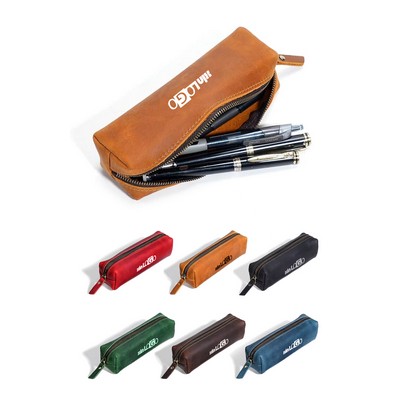 Crazy Horse Full-Grain Leather Pencil Case