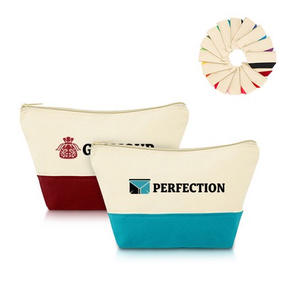 Two-Tone Durable Canvas Cosmetic Travel Bag