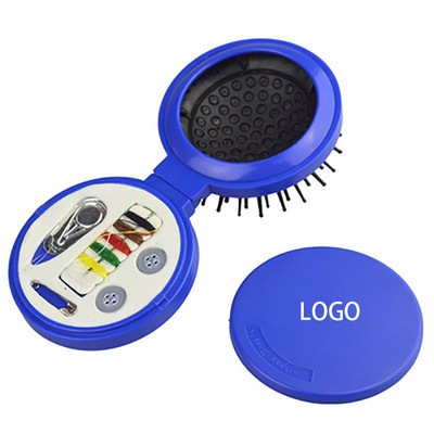 3-in-1 Plastic Sewing Kit/Mirror/Hair Brush