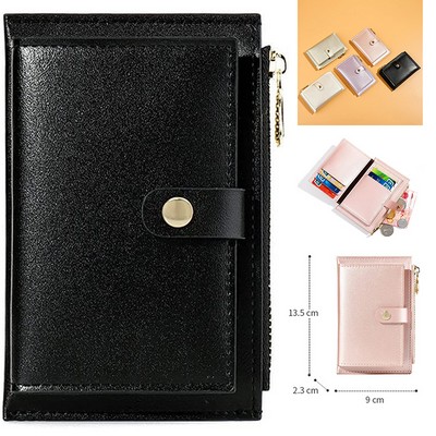 Pearl Laser PU Leather Zipper Short Ladies Coin Purse