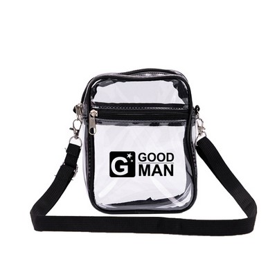 Clear Transparent PVC Crossbody Bag (5.9"W x 7.7"H x 1.8"T)