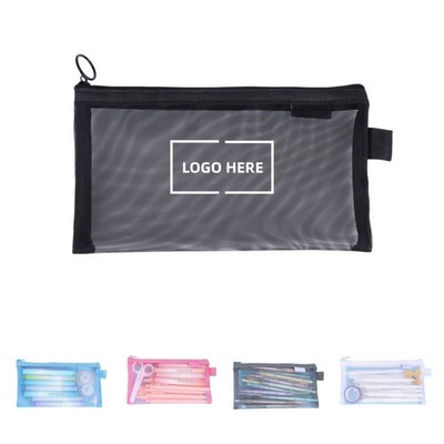 Transparent Mesh Pencil Case Stationary Bag
