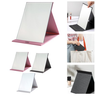Foldable PU Leather Makeup Mirror w/ Stand