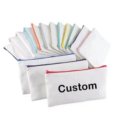 Custom Canvas Zippered Pencil Pouch