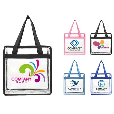 Clear PVC Stadium Security Zipper Tote Bag