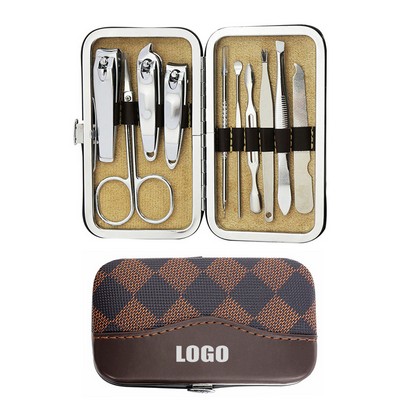 10" 1 Manicure Sets w/Brown Case