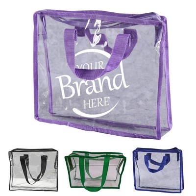 Zipper Closure Clear PVC Tote Bags