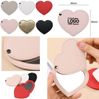 PU Heart-Shaped Mini Makeup Mirror